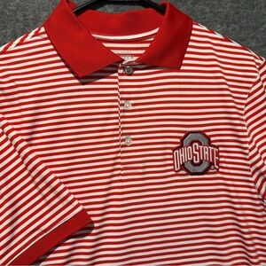 Ohio State Golf Polo Shirt Mens S red striped performance soft Varsity Apparel